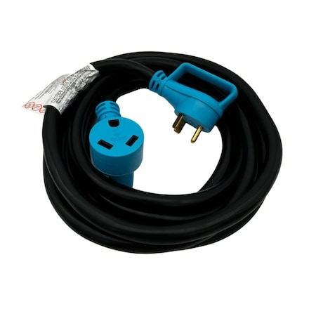 Connecticut Electric STW Extension Cord, 10 AWG, Indoor/Outdoor, 10/3, 1 Outlets, TT-30R, Black/Blue, Nylon, TT-30P HEPC3015PGH